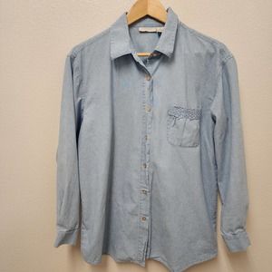 J. Jill Denim Button Down Long Sleeve Light Wash Soft Stretch Women's Size M